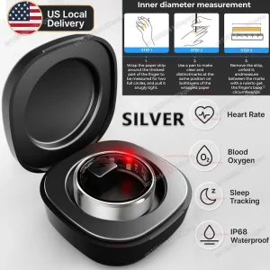 Local US Smart Ring with Charging Case for Men Women Heart Rate Blood Oxygen and Sleep Monitor - Thumbnail Image 7