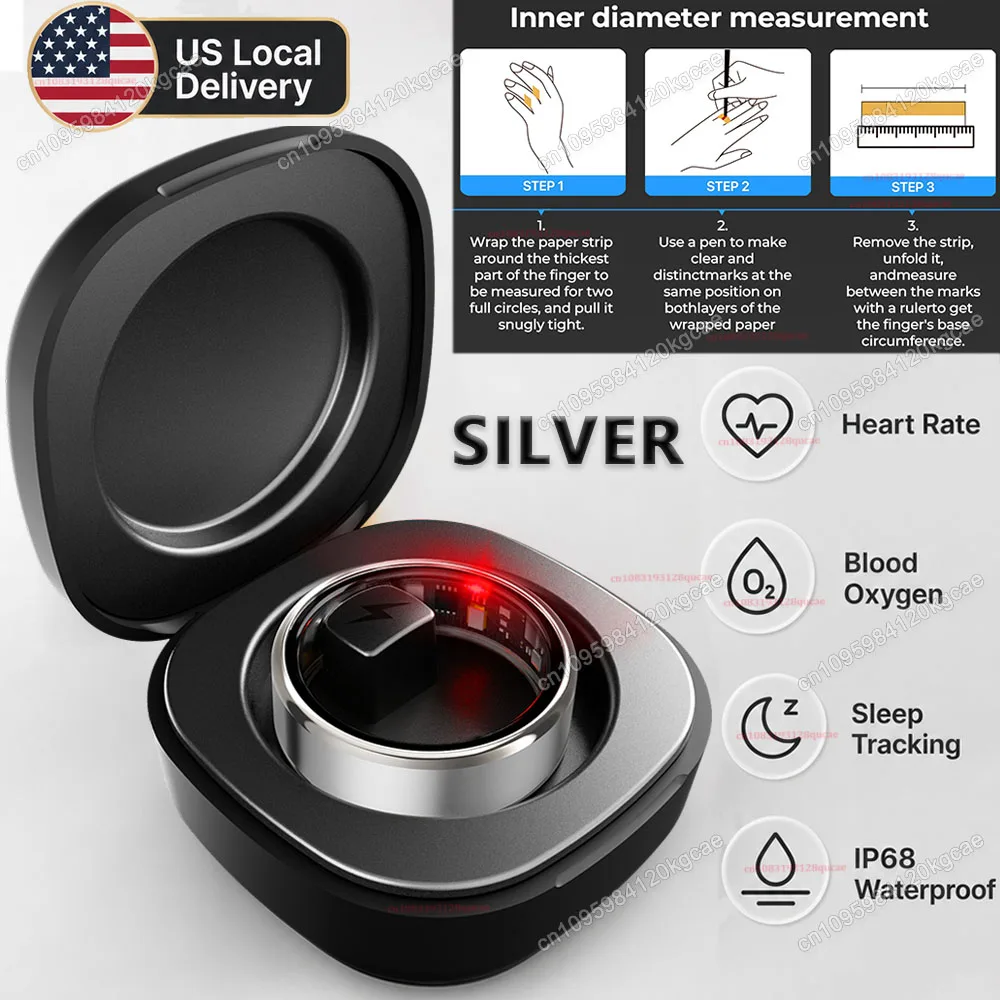 Local US Smart Ring with Charging Case for Men Women Heart Rate Blood Oxygen and Sleep Monitor - Image 7