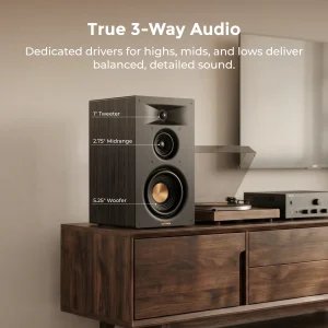 ULTIMEA 3-Way Bookshelf Speakers with 5.25'' Woofer, 70W RMS, App Control - Thumbnail Image 4