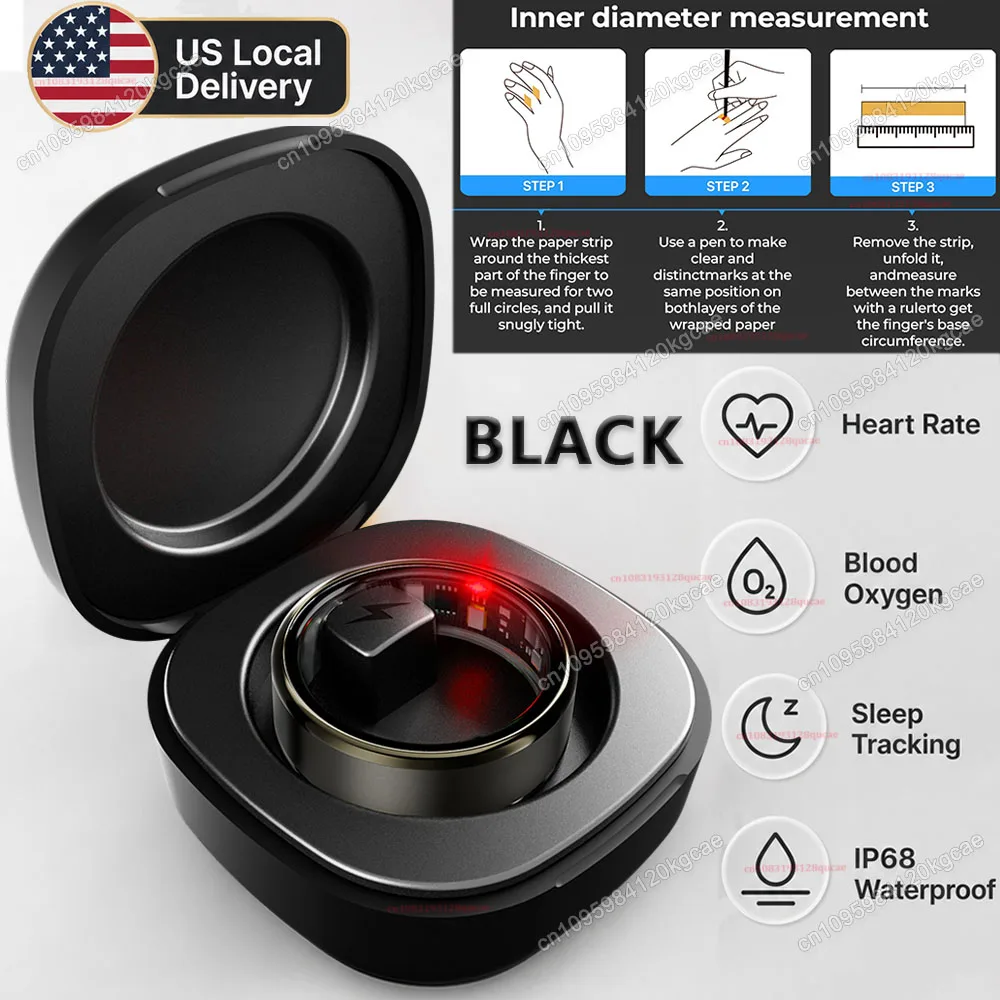 Local US Smart Ring with Charging Case for Men Women Heart Rate Blood Oxygen and Sleep Monitor - Image 8