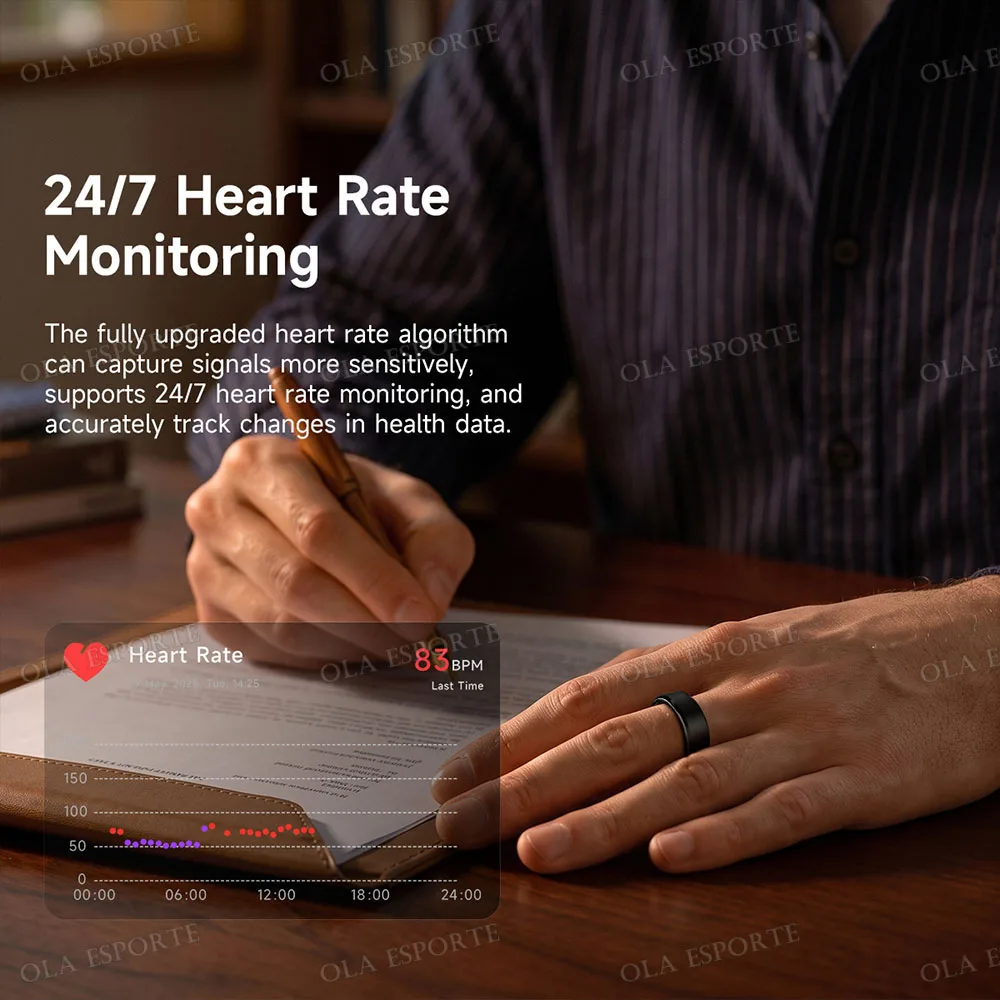 Local US Smart Ring with Charging Case for Men Women Heart Rate Blood Oxygen and Sleep Monitor - Image 2