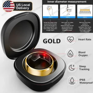 Local US Smart Ring with Charging Case for Men Women Heart Rate Blood Oxygen and Sleep Monitor - Thumbnail Image 9