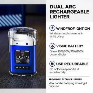 Rechargeable Pulse Arc Lighter Windproof Waterproof - Thumbnail Image 5