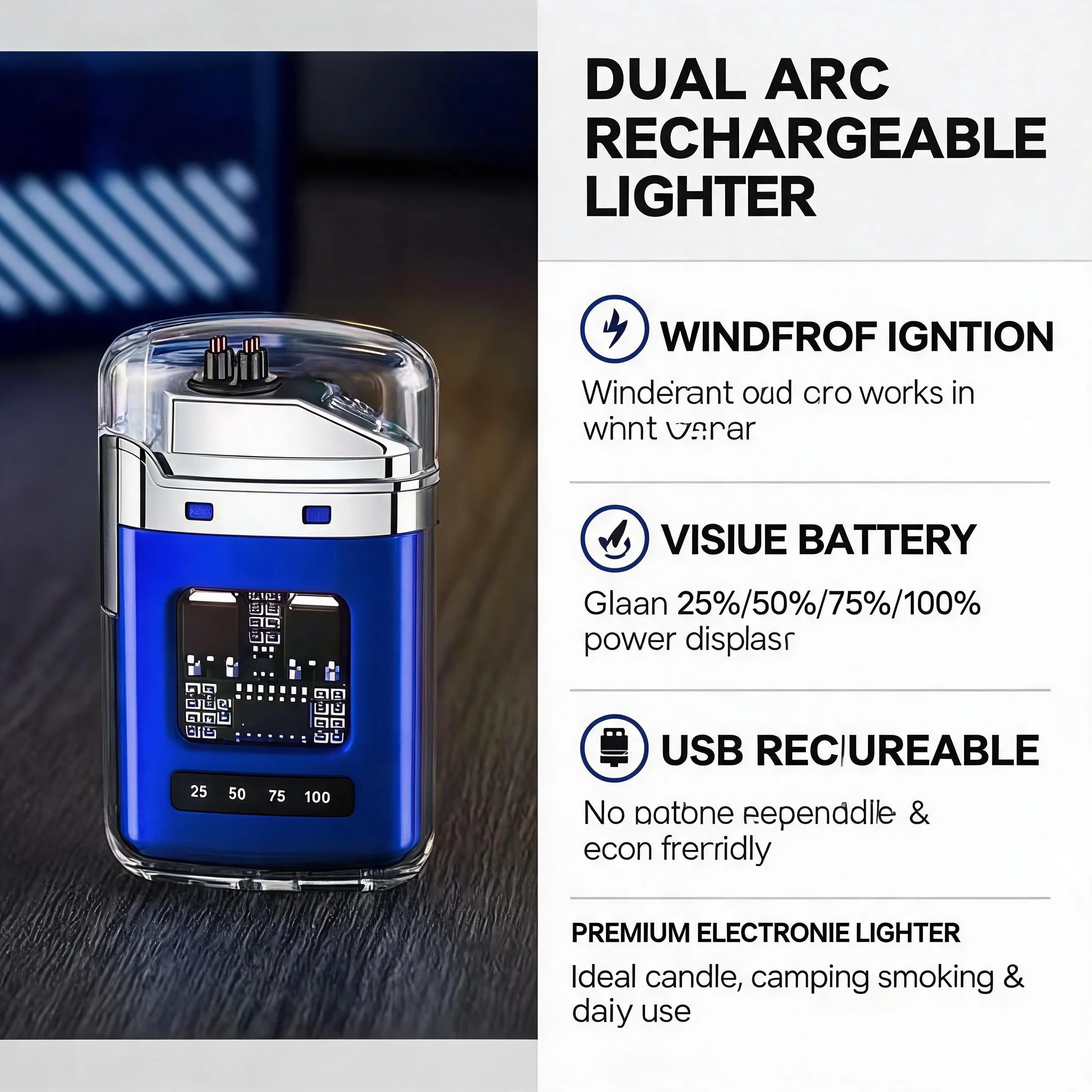 Rechargeable Pulse Arc Lighter Windproof Waterproof - Image 5