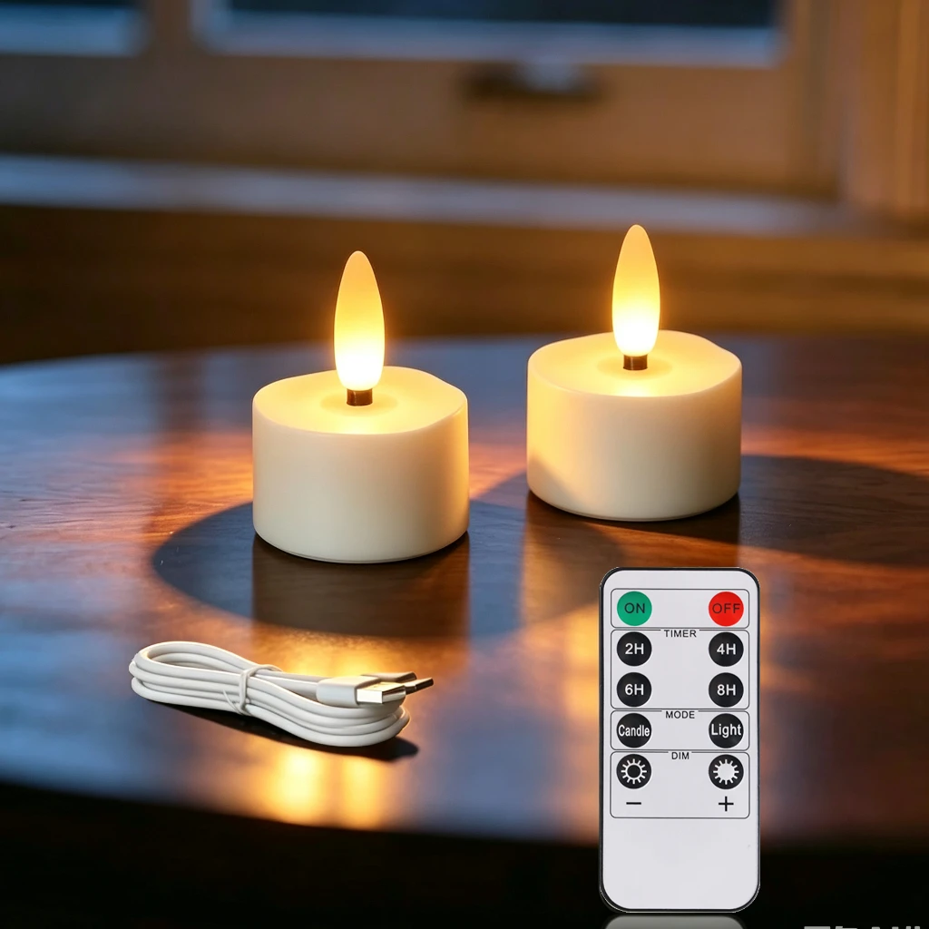 6-Pack Rechargeable Tea Lights Candles with Remote 4H/6H Timer Flameless Flickering - Image 2