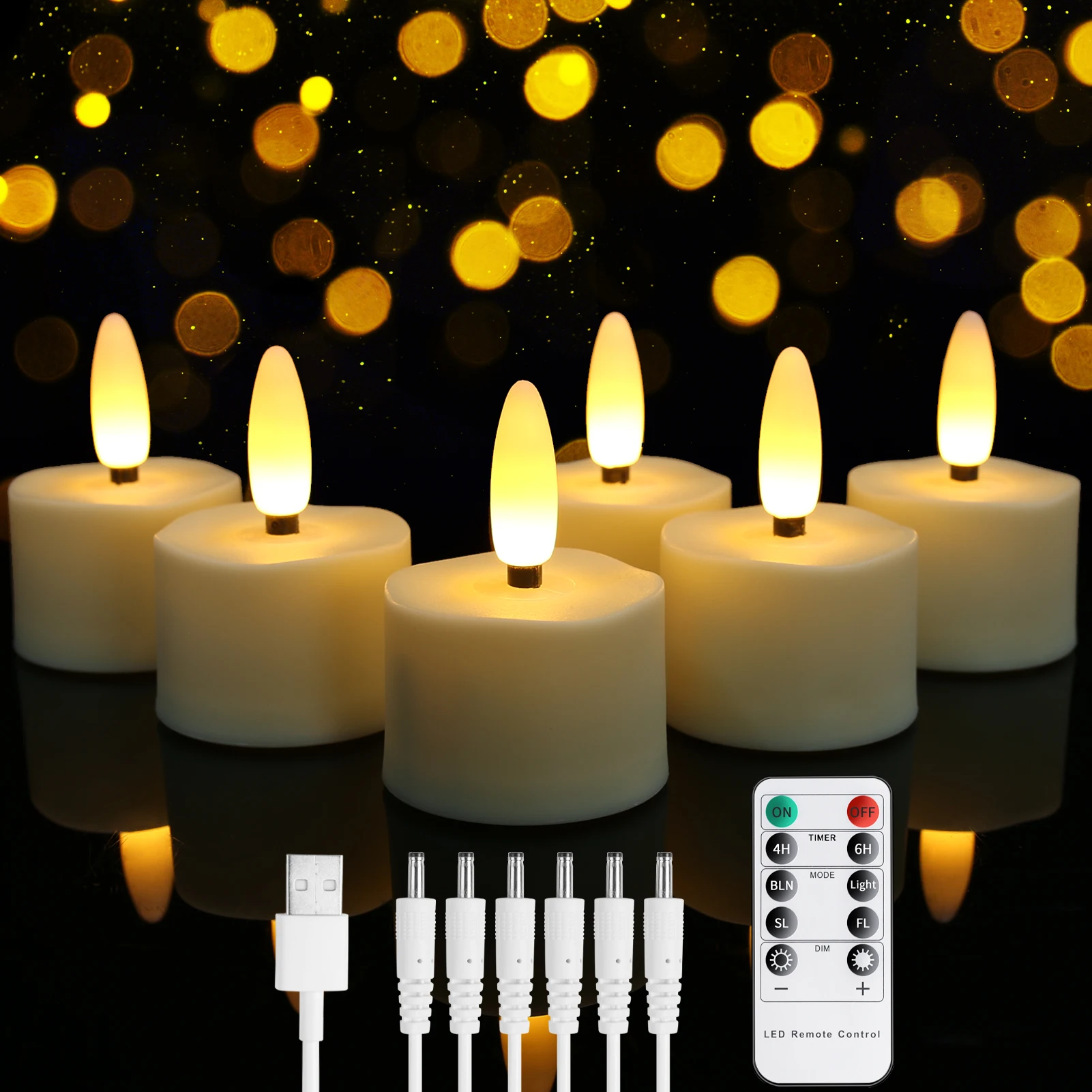6-Pack Rechargeable Tea Lights Candles with Remote 4H/6H Timer Flameless Flickering - Image 8