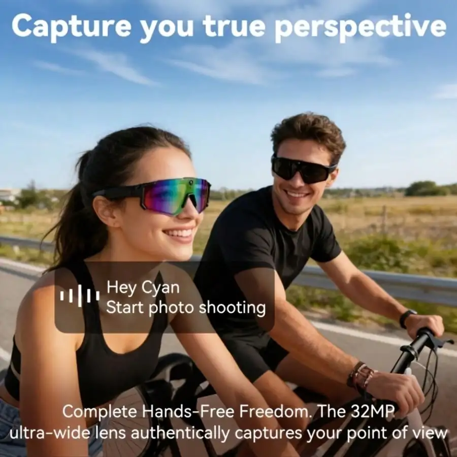 AI Camera Smart Sports Sunglasses, 360° Surround Sound Bluetooth Audio Glasses with Voice Control - Image 3