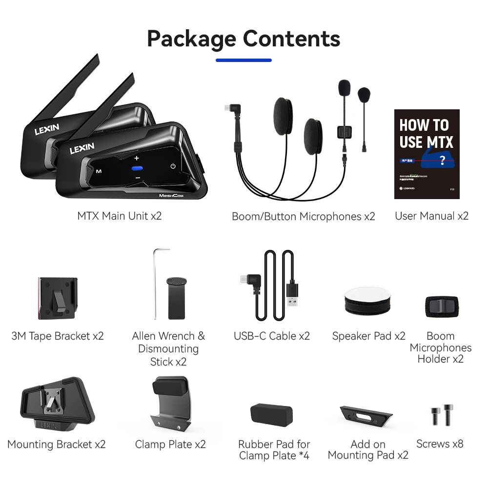 LEXIN-MeshCom Motorcycle MESH& Bluetooth Headset Intercom - Image 9