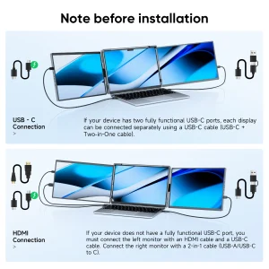 Dopesplay 14.1 inch Triple Dual Screen Extender FHD 1200P IPS Portable Monitor - Thumbnail Image 3