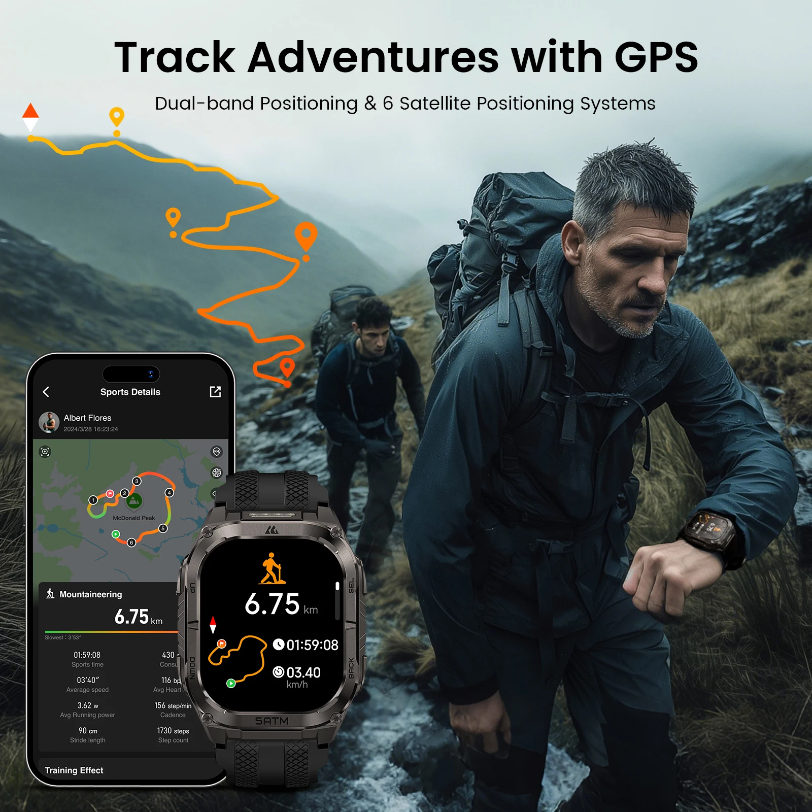 KOSPET TANK M4C Advanced GPS Smartwatch for Men MIL-STD-810H - Image 3
