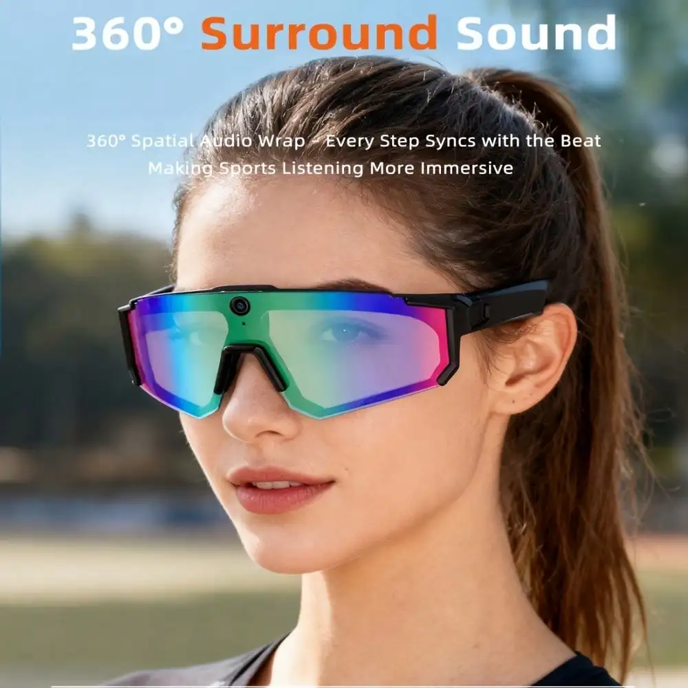 AI Camera Smart Sports Sunglasses, 360° Surround Sound Bluetooth Audio Glasses with Voice Control - Image 4