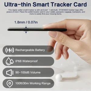 Ultra Thin Mini Bluetooth 5.0 Tracker Card Compatible with Find My Network iOS Only - Thumbnail Image 7