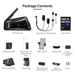 LEXIN-MeshCom Motorcycle MESH& Bluetooth Headset Intercom - Thumbnail Image 10