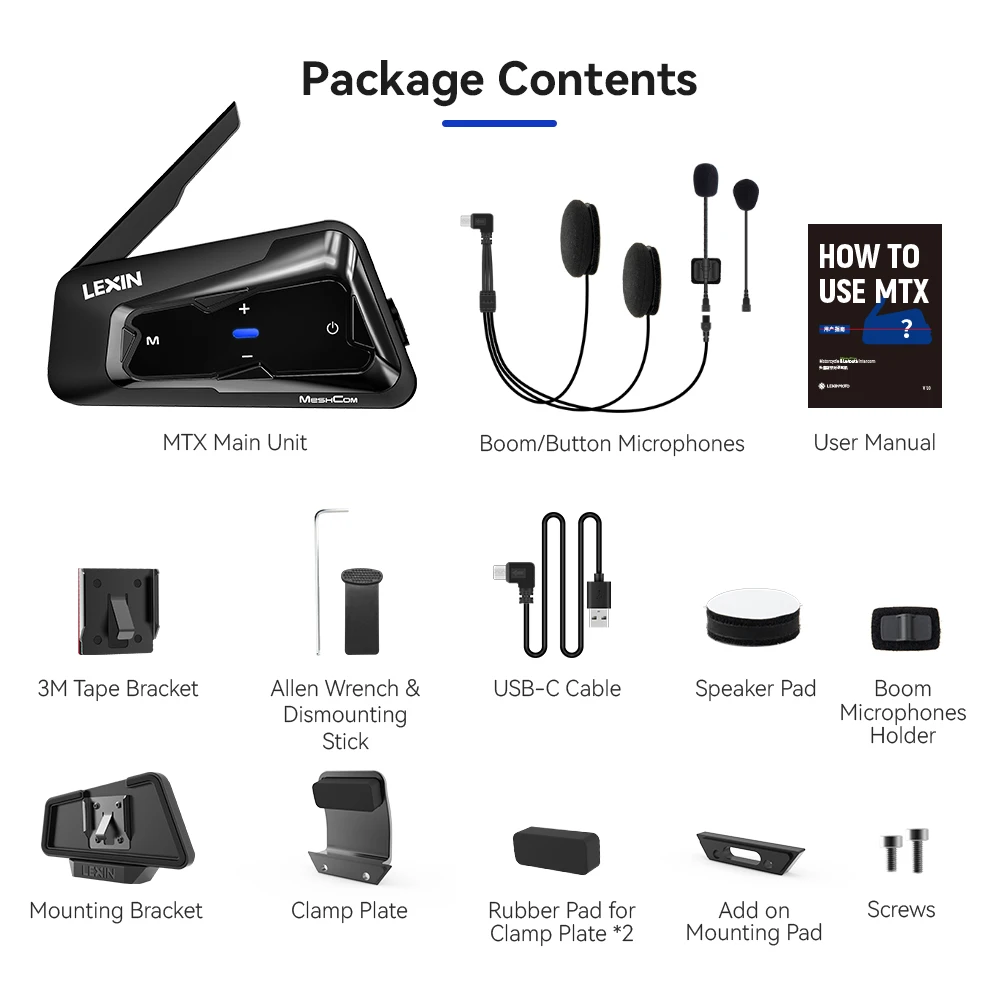 LEXIN-MeshCom Motorcycle MESH& Bluetooth Headset Intercom - Image 10