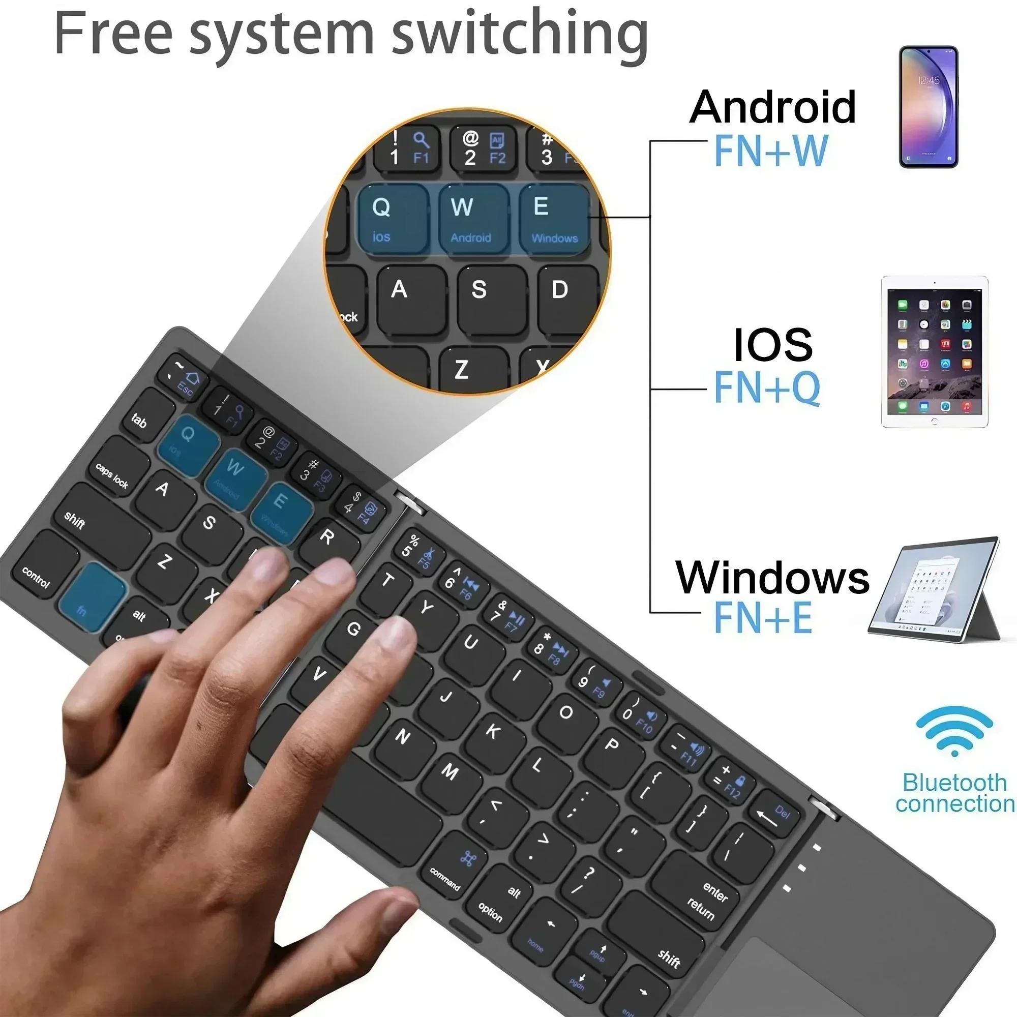 Foldable Bluetooth Keyboard Portable Mini Wireless Keyboard - Image 5