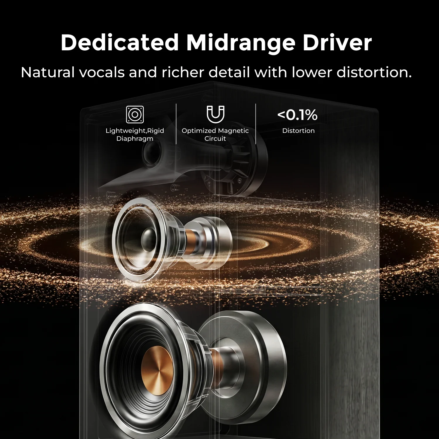 ULTIMEA 3-Way Bookshelf Speakers with 5.25'' Woofer, 70W RMS, App Control - Image 3