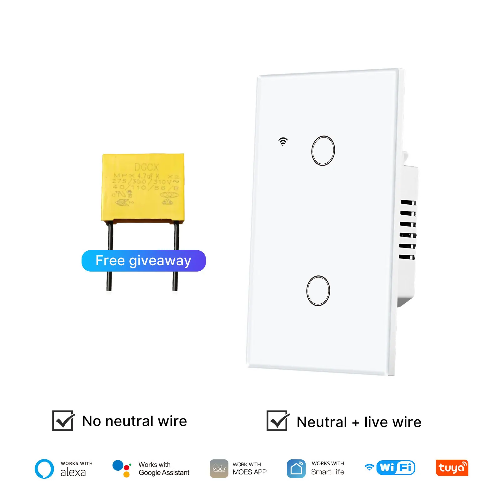 WiFi Smart Light Switch Glass Touch Control Fireproof No Neutral Wire Required - Image 7