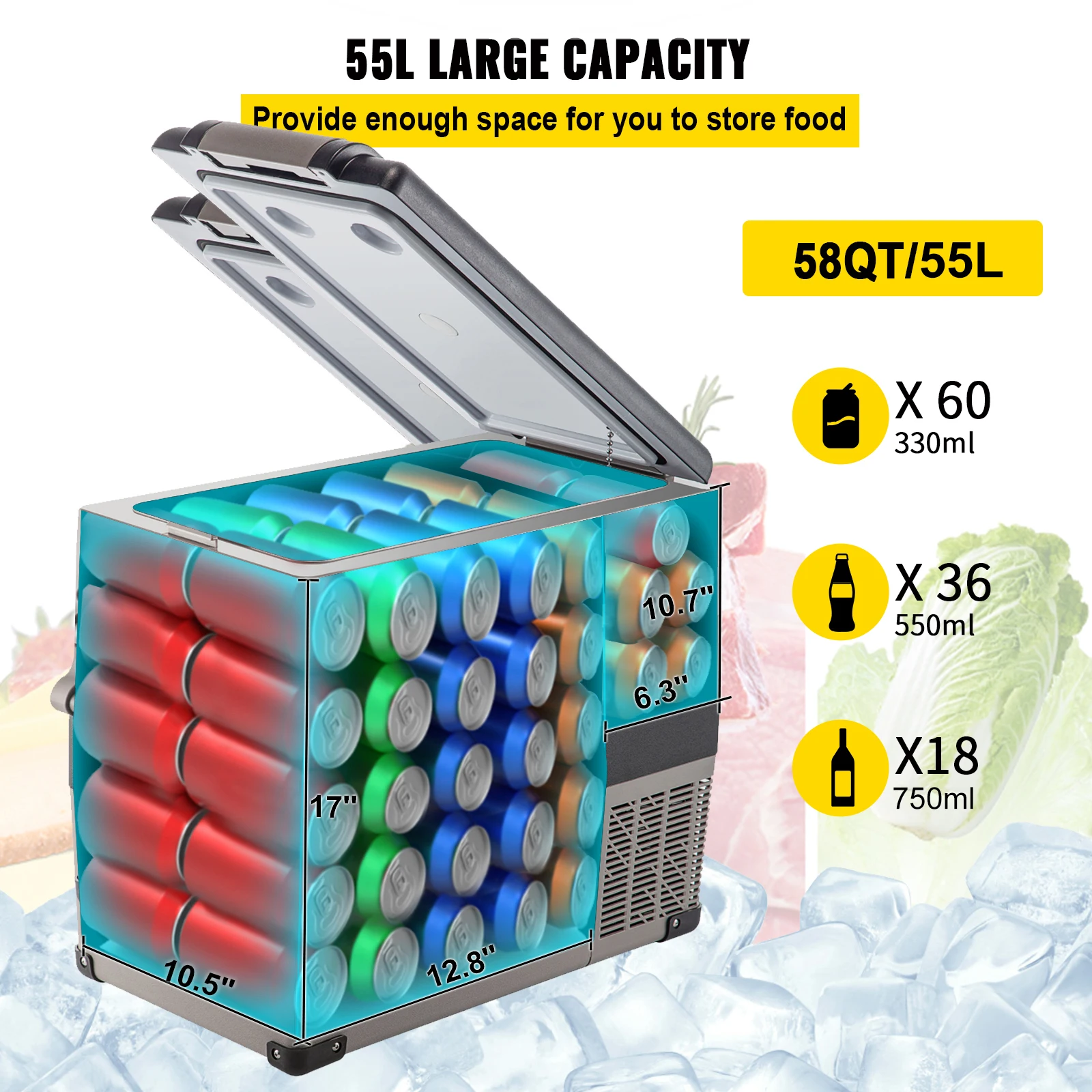 SucceBuy 20L 22L 35L 45L 55L Car Refrigerator Mini Fridge Freezer - Image 3