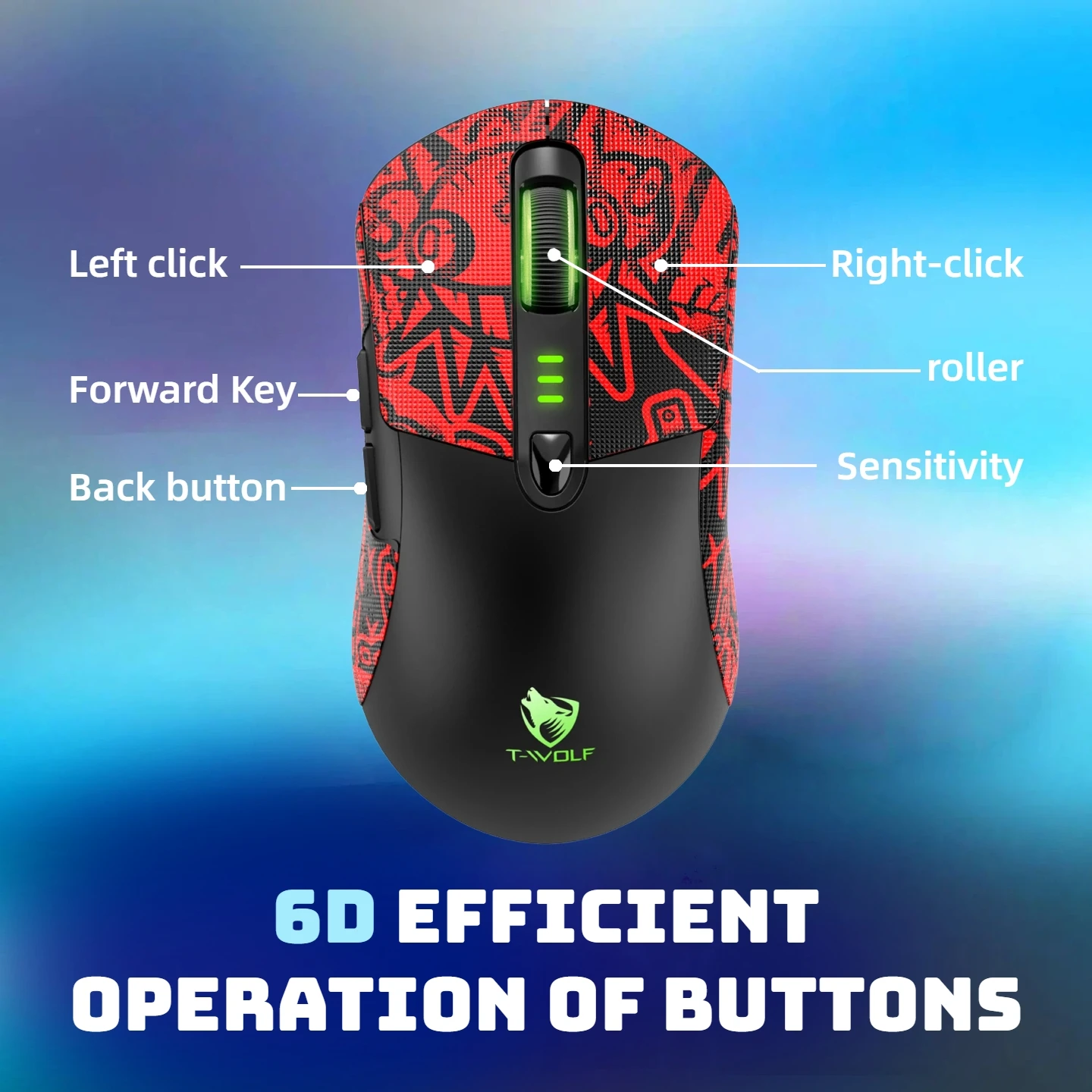 T-WOLF Tri Mode Gaming Mouse Wireless RGB Backlit - Image 4