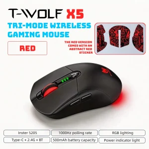 T-WOLF Tri Mode Gaming Mouse Wireless RGB Backlit - Thumbnail Image 7