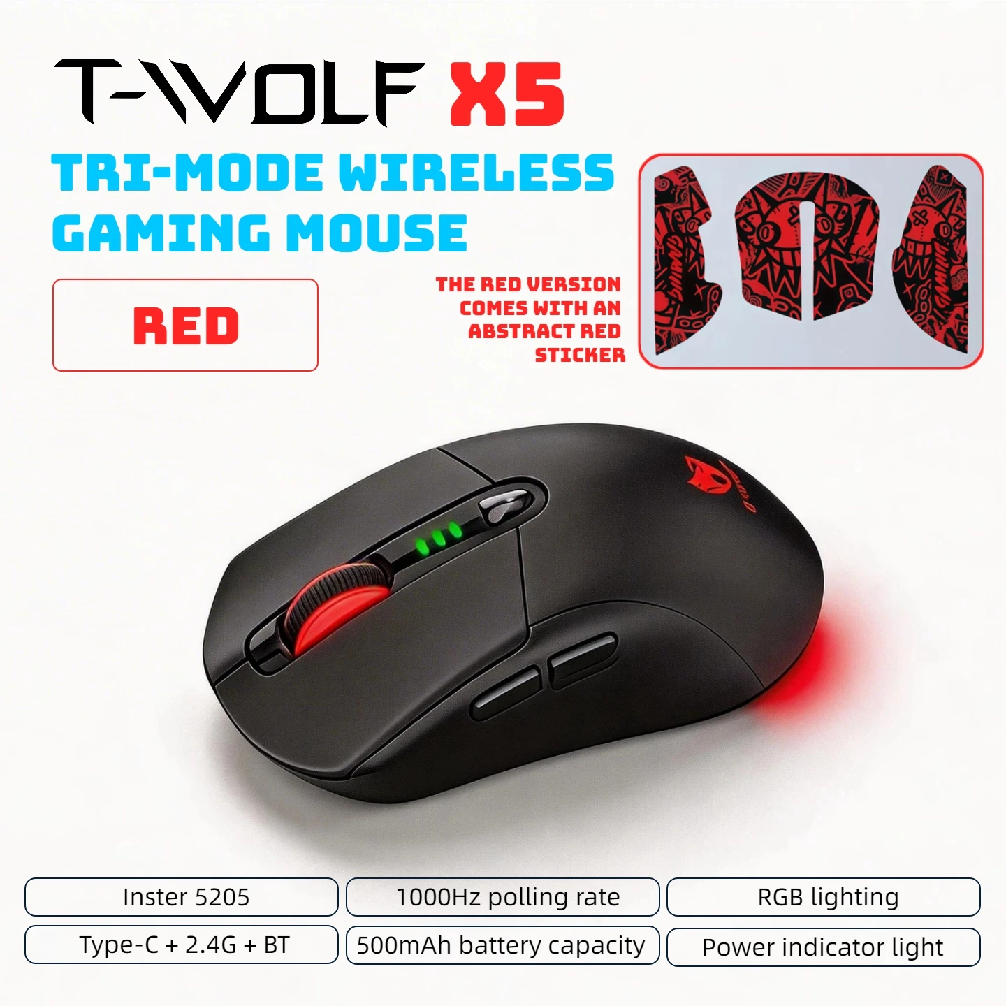 T-WOLF Tri Mode Gaming Mouse Wireless RGB Backlit - Image 7