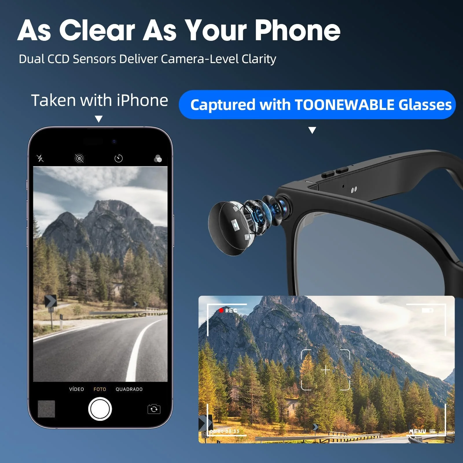 Smart Camera Glasses – 8MP HD Video, Bluetooth Audio & AI-Powered Features - Image 3