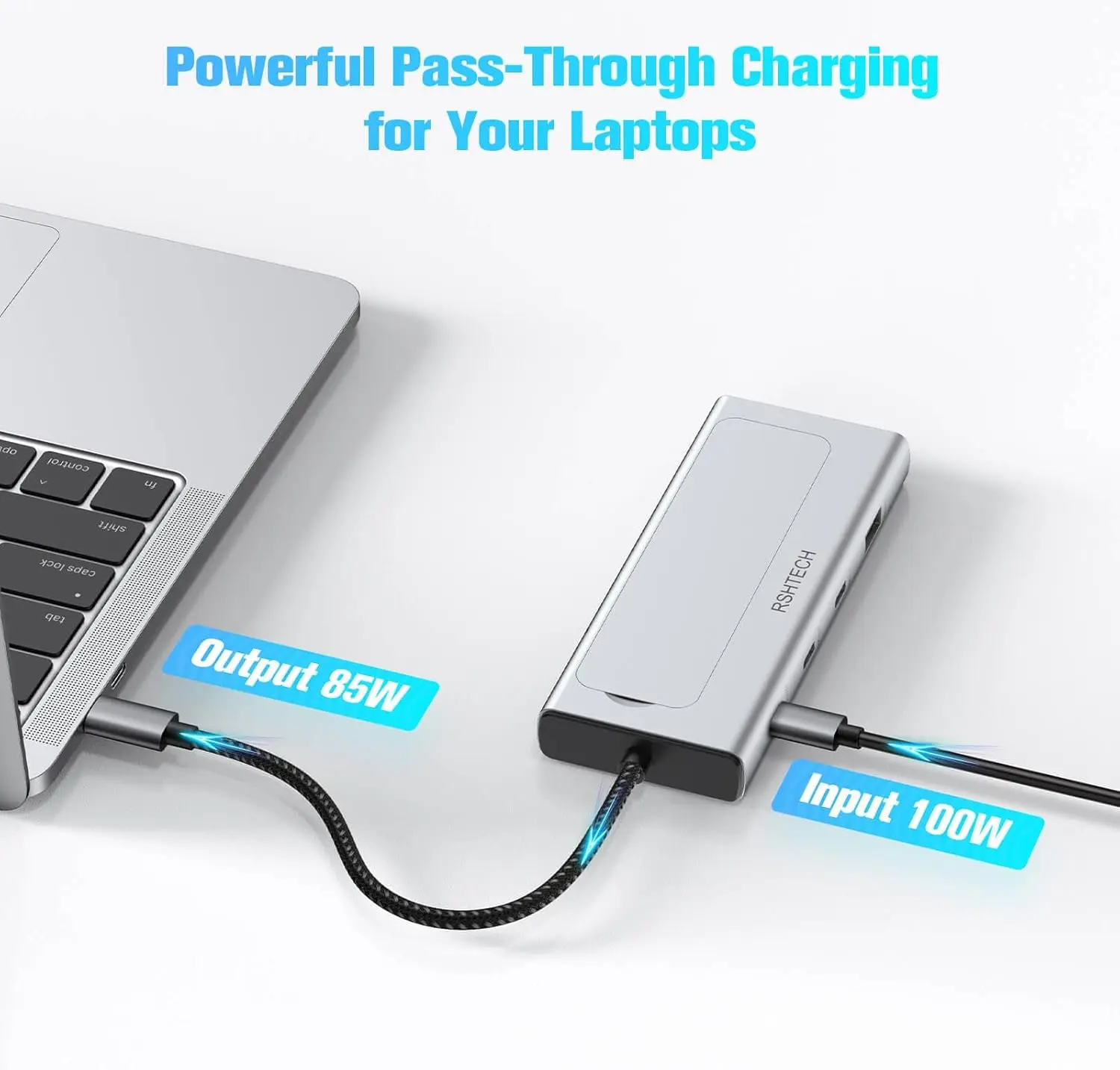 RSHTECH M.2 NVMe/SATA SSD Enclosure 5-in-1 Aluminum 10Gbps USB C Hub - Image 5