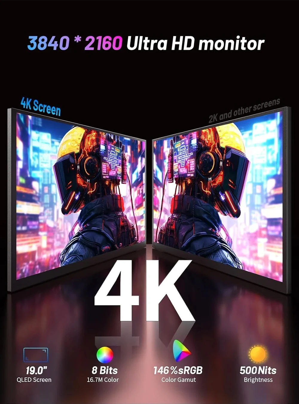 UPERFECT UColor Apex 19 144Hz UHD 4K Portable Monitor QLED Screen - Image 2