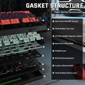 ATTACK SHARK X68PRO HE Wireless Rapid Trigger Gaming Keyboard - Thumbnail Image 6
