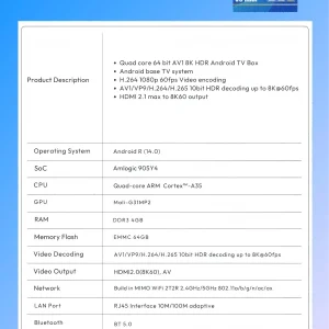 vSeeBox V6 Max Android 14, 4GB RAM 64GB Storage, Voice Control, WiFi 6, 8K HDMI, Complete Kit - Thumbnail Image 2