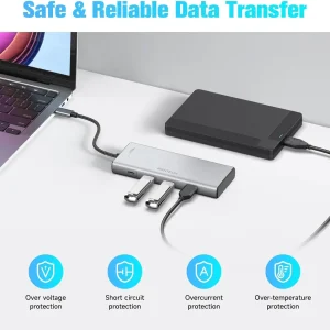 RSHTECH M.2 NVMe/SATA SSD Enclosure 5-in-1 Aluminum 10Gbps USB C Hub - Thumbnail Image 6