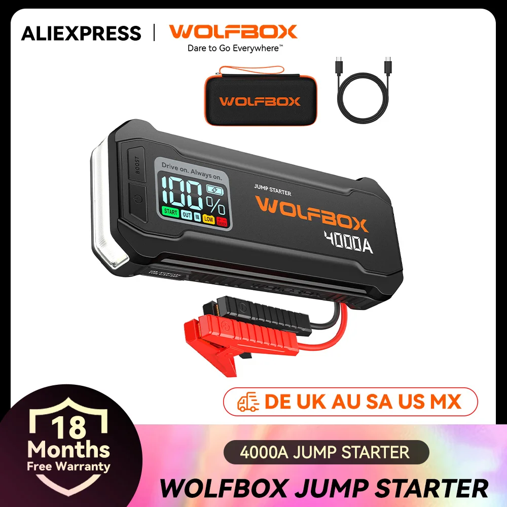 WOLFBOX JS24 4000A Portable Jump Starter Battery Pack Power Bank 24000mAh - Image 2