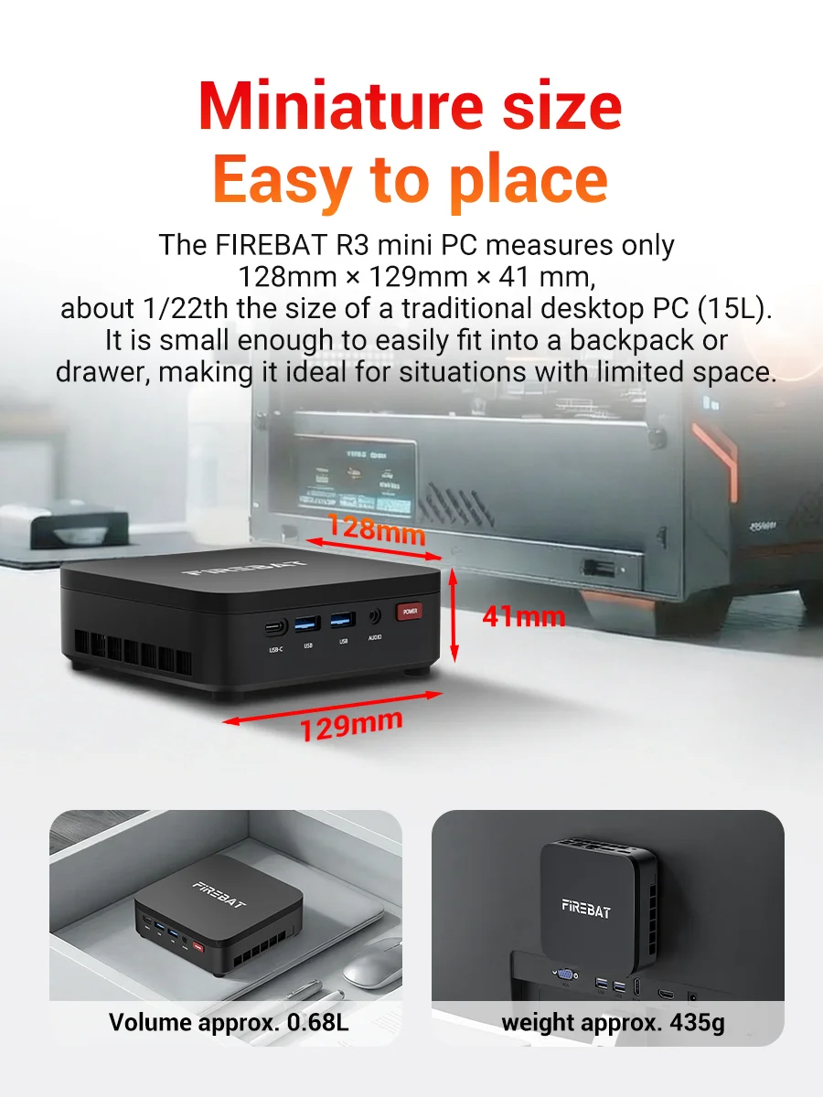 Firebat R3 Mini Pc Windows11 Portable Desktop Computer - Image 4