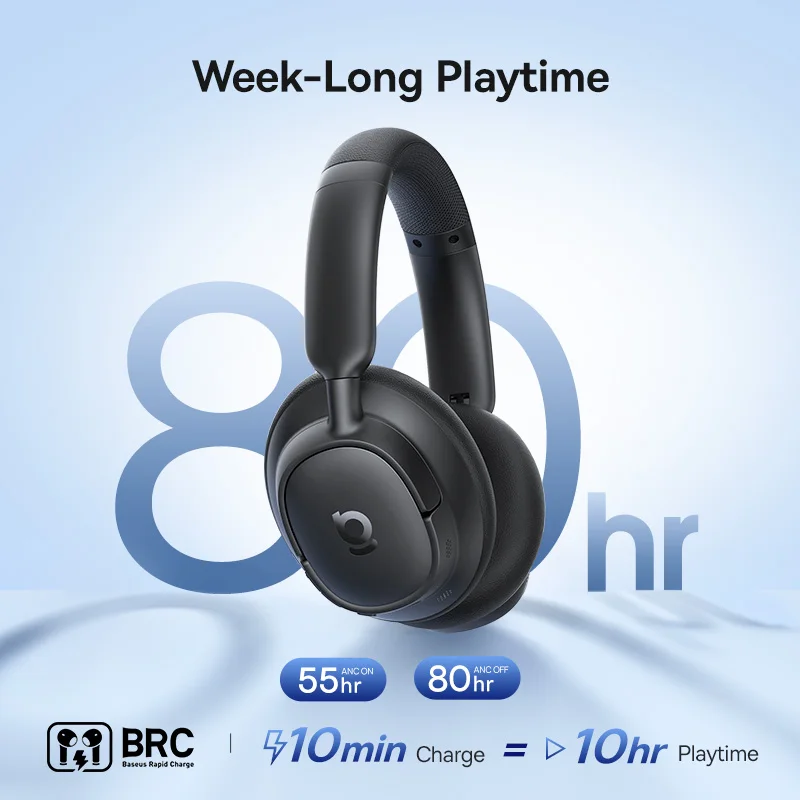 Baseus ANC Wireless Headphones 98% Adaptive Hybrid Noise Cancelling Hi-Res LDAC Bluetooth 6.0 - Image 4