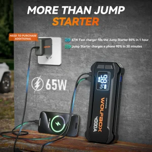 WOLFBOX JS24 4000A Portable Jump Starter Battery Pack Power Bank 24000mAh - Thumbnail Image 3