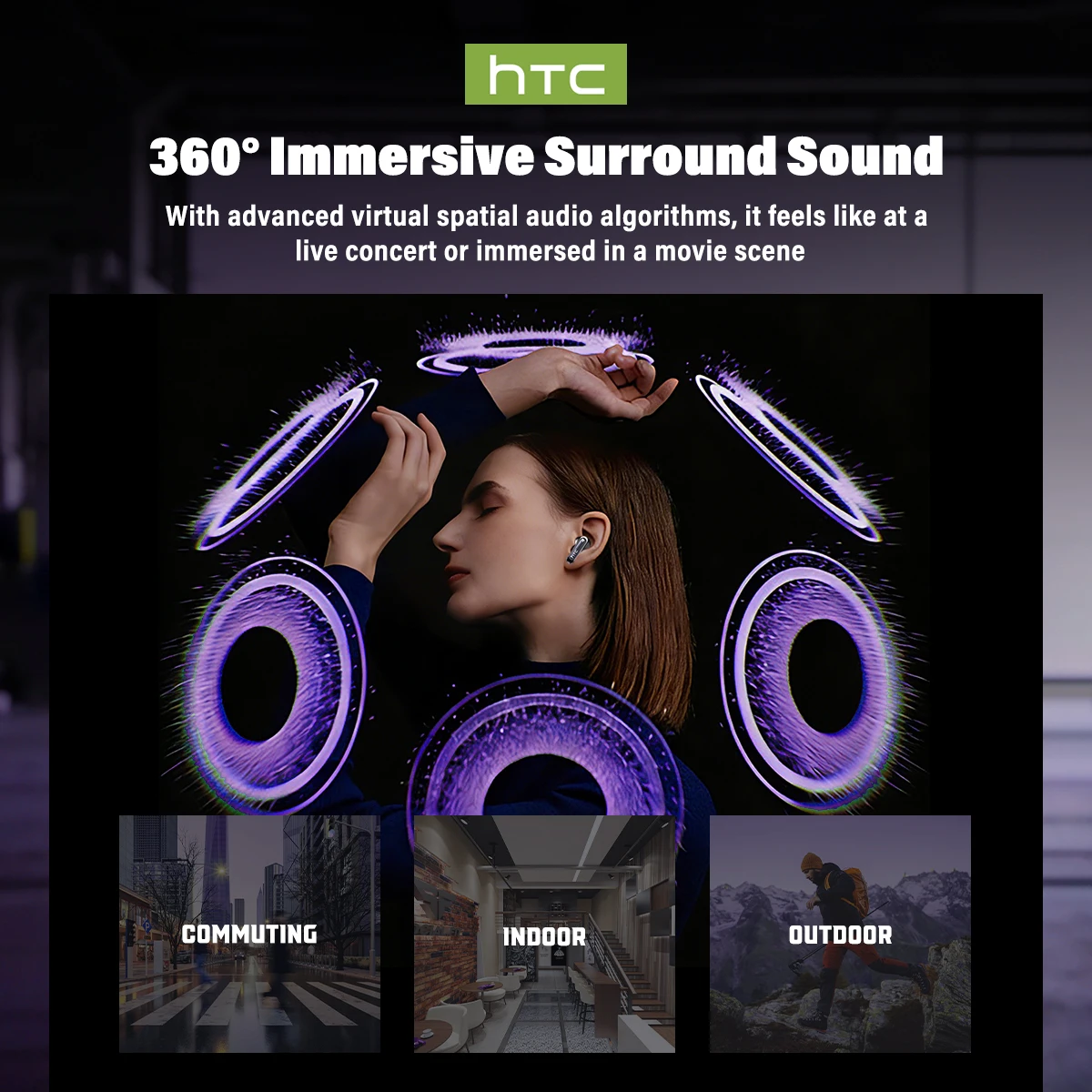 Wireless Headphones Bluetooth HTC NE70 Earphones Microphones Earbuds AI Translator - Image 4