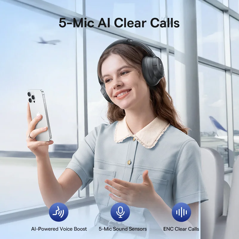 Baseus ANC Wireless Headphones 98% Adaptive Hybrid Noise Cancelling Hi-Res LDAC Bluetooth 6.0 - Image 5