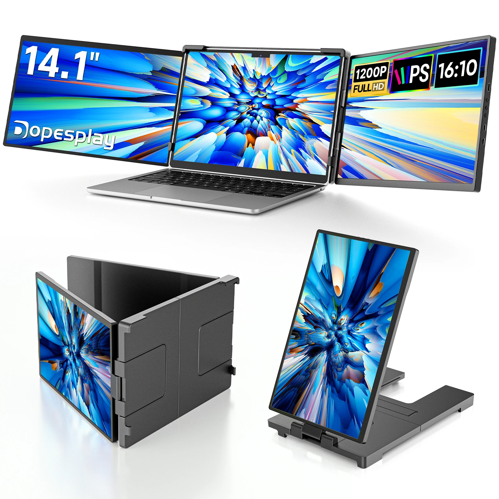 Dopesplay 14.1 inch Triple Dual Screen Extender FHD 1200P IPS Portable Monitor - Image 1