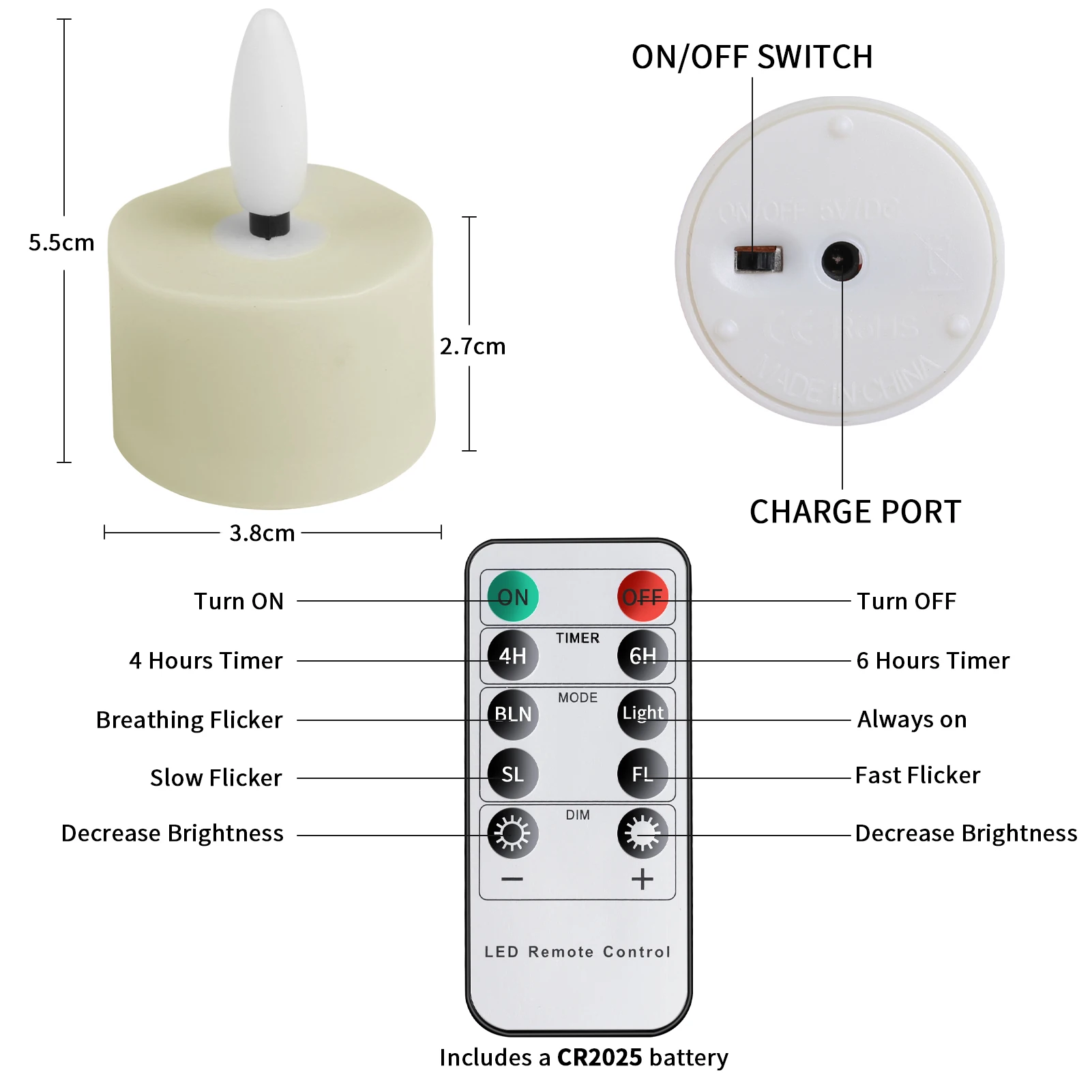 6-Pack Rechargeable Tea Lights Candles with Remote 4H/6H Timer Flameless Flickering - Image 6