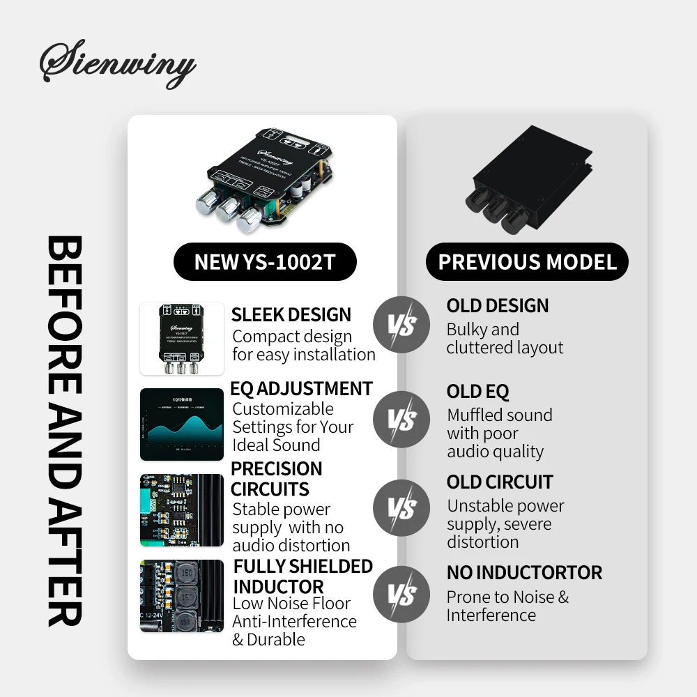 YS-1002T YS-502L Bluetooth 5.0 Audio Amplifier Board 2.0 Channel Stereo Power Amp Module - Image 6