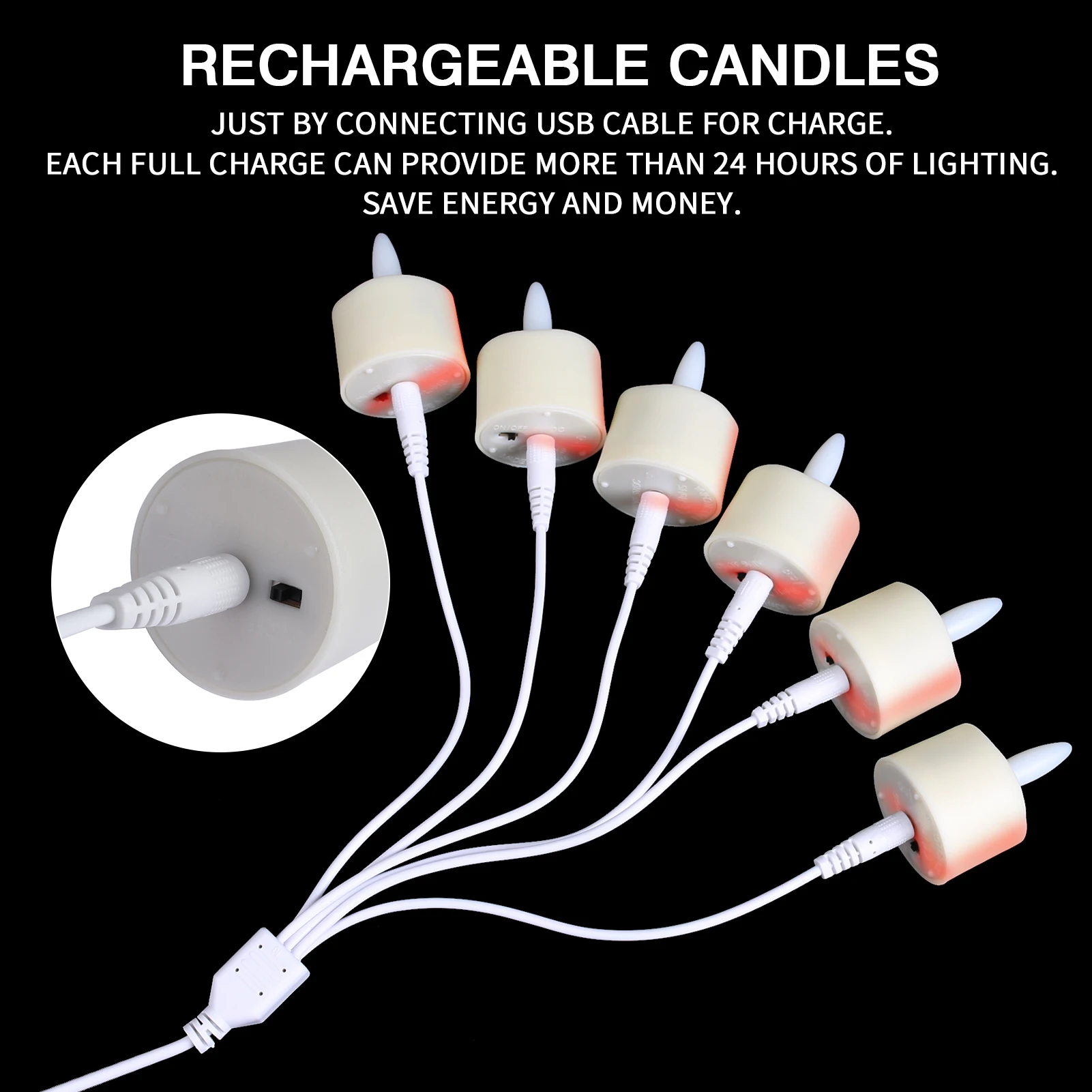 6-Pack Rechargeable Tea Lights Candles with Remote 4H/6H Timer Flameless Flickering - Image 5