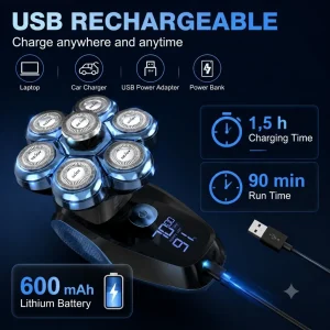 7D Head Shavers for Bald Men,5-in-1 Shaving Grooming Kit - Thumbnail Image 5