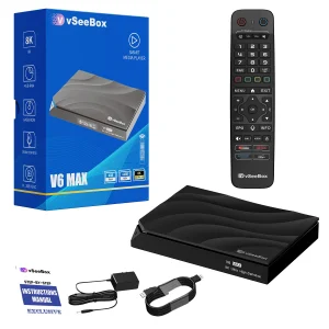vSeeBox V6 Max Android 14, 4GB RAM 64GB Storage, Voice Control, WiFi 6, 8K HDMI, Complete Kit - Thumbnail Image 1
