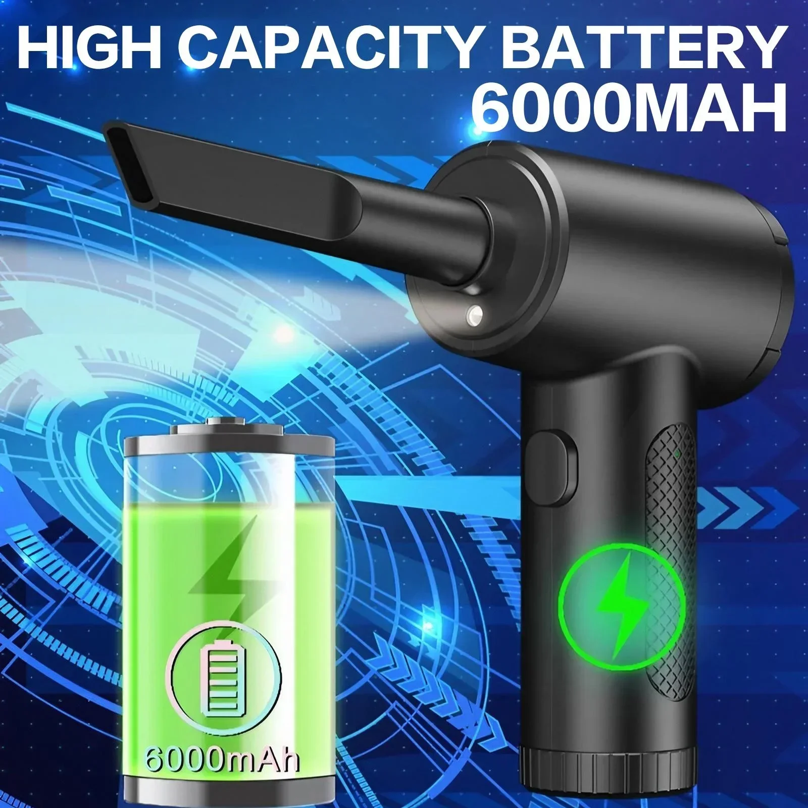 6000mAh Rechargeable Electric Air Duster, Cordless  with 3 Speed Settings up to 51000RPM - Image 4