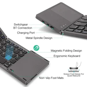 Foldable Bluetooth Keyboard Portable Mini Wireless Keyboard - Thumbnail Image 3