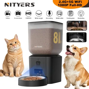 Nityers 8L Automatic Feeder With 1080p Camera Video 5G WiFi Night Vision