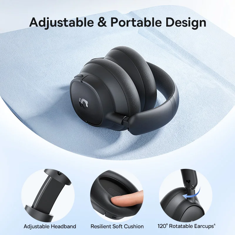 Baseus ANC Wireless Headphones 98% Adaptive Hybrid Noise Cancelling Hi-Res LDAC Bluetooth 6.0 - Image 6