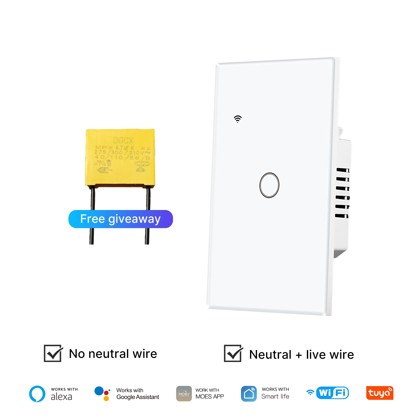 WiFi Smart Light Switch Glass Touch Control Fireproof No Neutral Wire Required - Image 8