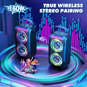 W-KING T9-2 80W RMS Party Portable Speakers Bluetooth Wireless Boombox with 2 Drivers - Thumbnail Image 4