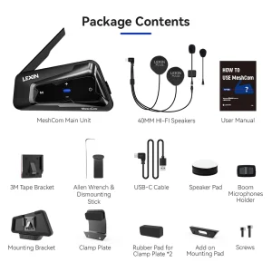 LEXIN-MeshCom Motorcycle MESH& Bluetooth Headset Intercom - Thumbnail Image 8